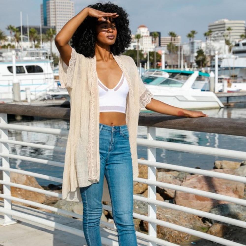 🎀Natural Scallop Lace Trim Kimono